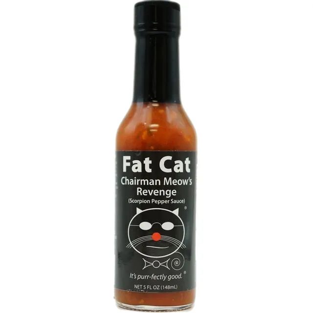Fat Cat Gourmet - Chairman Meow's Revenge Scorpion Pepper Hot Sauce - 5 FL OZ Glass Bottle