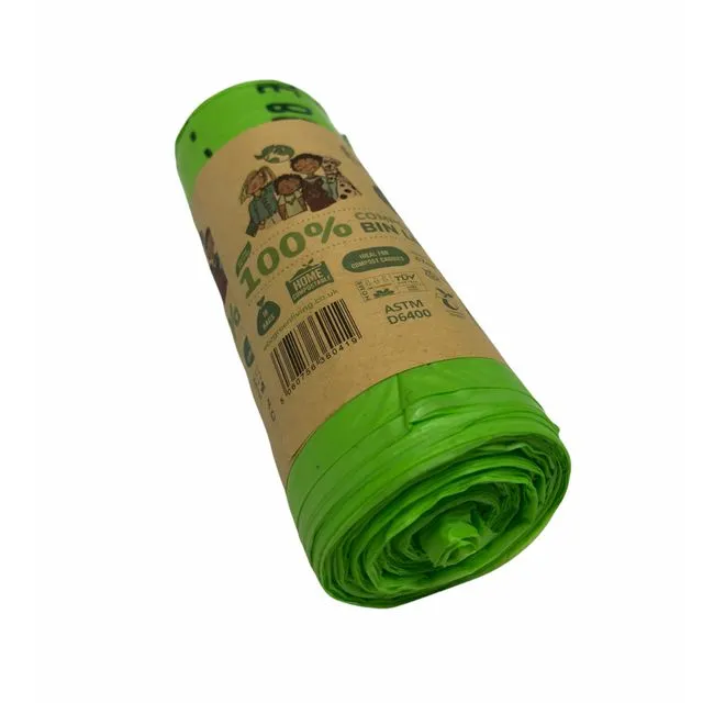 10L Compostable Waste Bags - 1 Roll of 18 Bags - Eco Green Living
