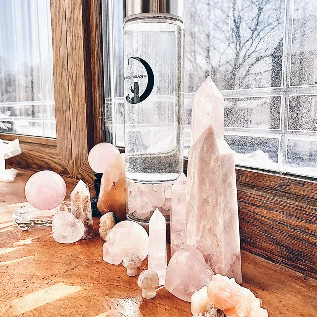 rose quartz crystal elixir bottles