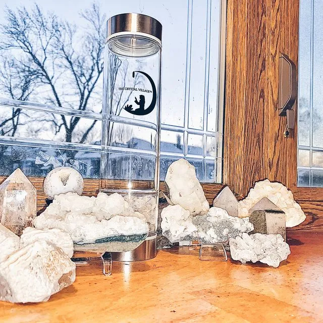 clear quartz crystal elixir water bottles