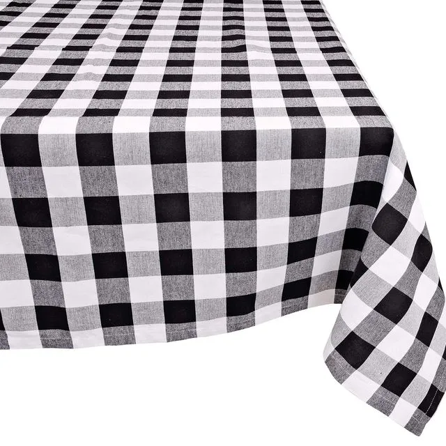 Yourtablecloth 100% Cotton Checkered Buffalo Plaid Tablecloth –for Home, Restaurants, Cafés – Be it for Everyday Dinner Picnic or Occasions like Thanksgiving , 52x52 Square Black and White