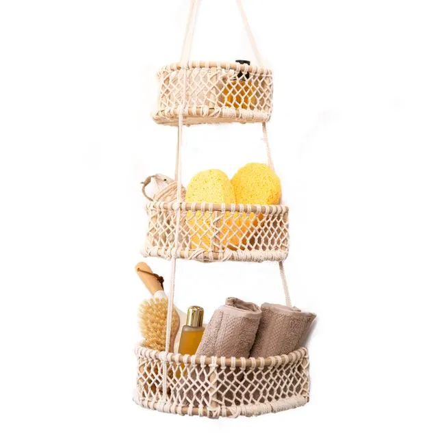 Rattan hanging fruit basket - flat