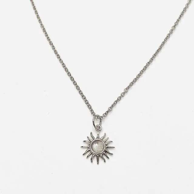 Moonstone sun necklace silver