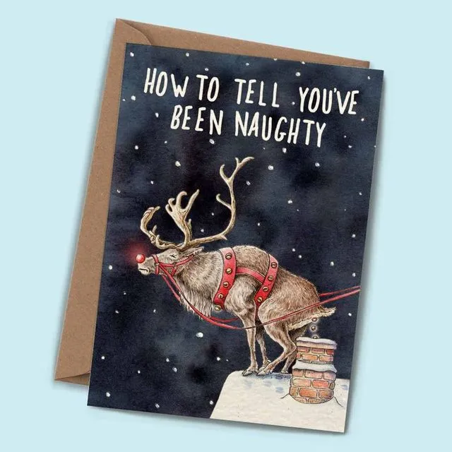 Naughty Reindeer Card - Holiday Card - Christmas Card
