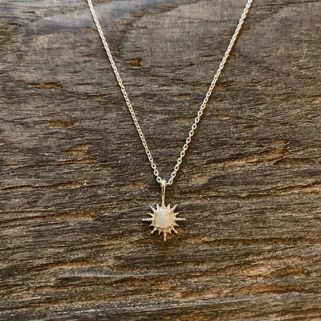 Moonstone starburst necklace gold