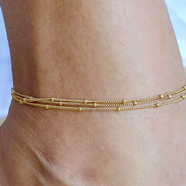 Gold Multi Chain Anklet Bracelet