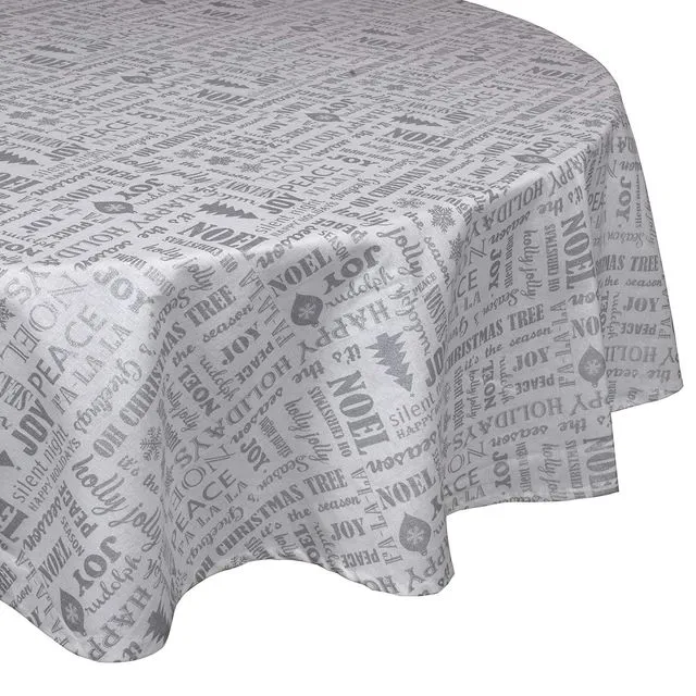 Yourtablecloth Metallic Printed Round Cotton Tablecloth (Silver, 70" Round)