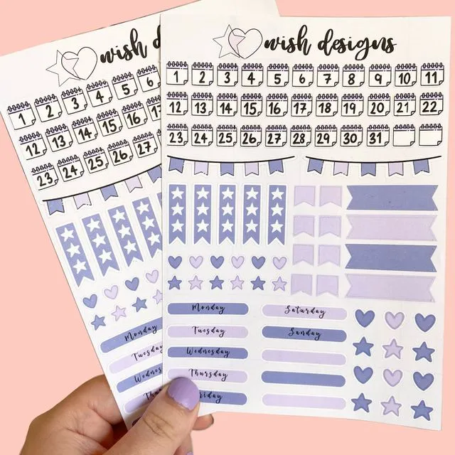 Lilac Bullet Journal Sticker Sheet
