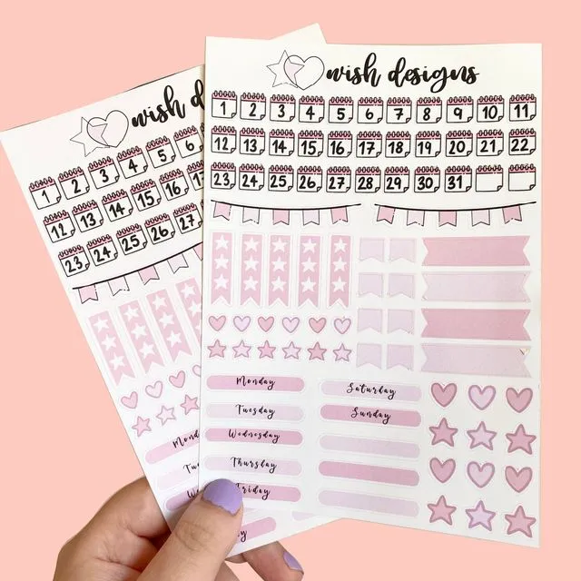 Pink Bullet Journal Sticker Sheet