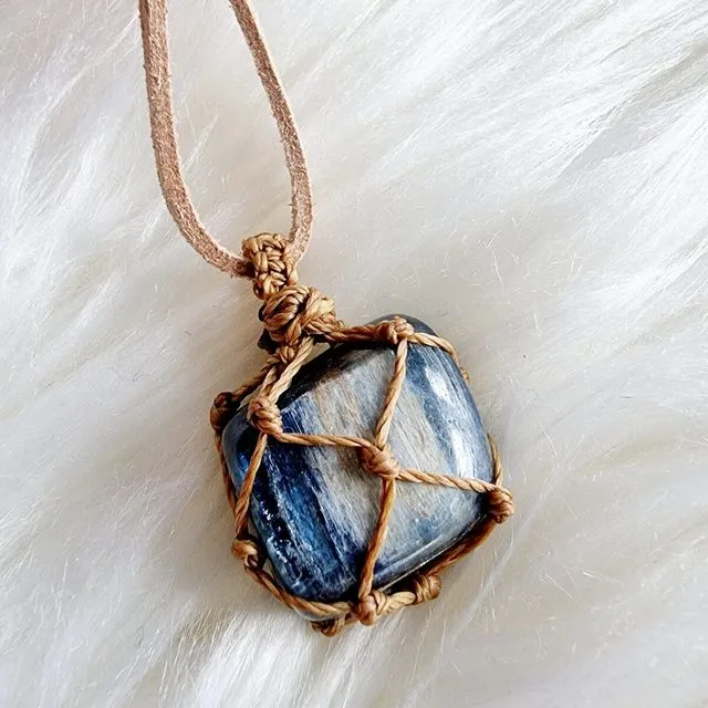 Blue Kyanite Macramé Necklace