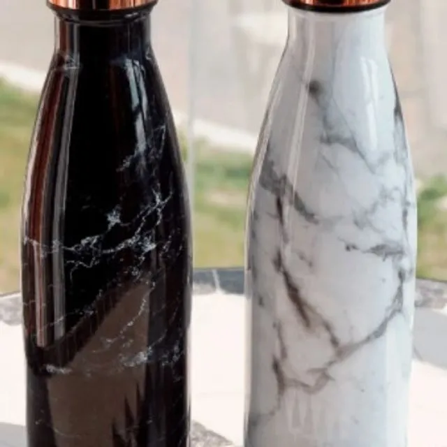 Marble & Rose Gold Metal Water Bottle | 2 Colours