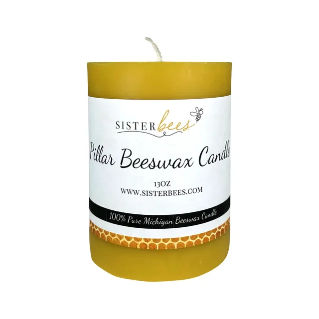100% Pure Beeswax Pillar Candle - Pack of 6