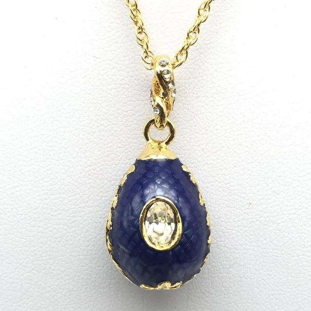 Blue Egg Pendant Gold Necklace