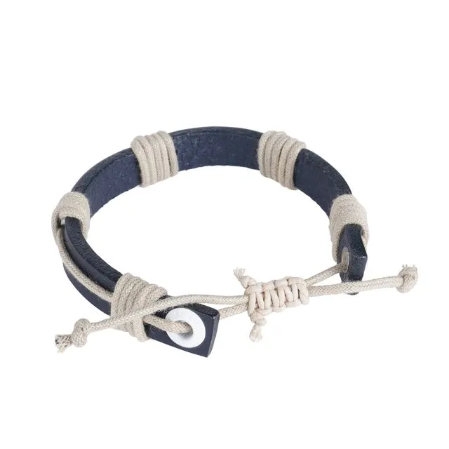 Seajure Nautical Rope and Leather Motuo Bracelet Navy Blue