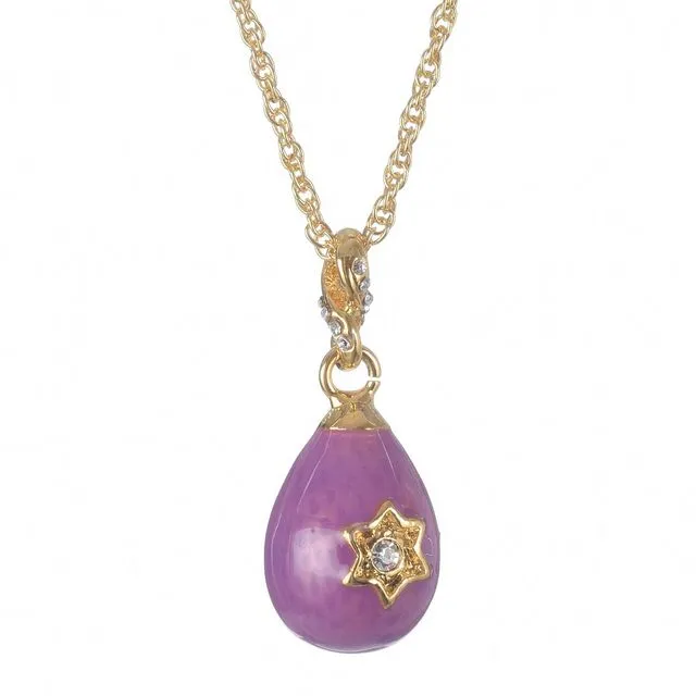 Purple Egg Star of David Pendant Gold Necklace