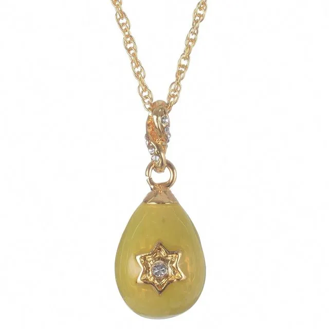 Yellow Egg Star of David Pendant Gold Necklace
