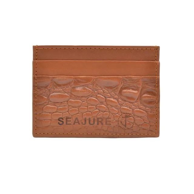 Seajure Camel Croc Embossed Leather Card Holder