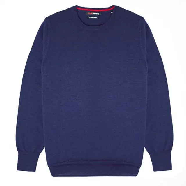 Merino Wool Classic Crew Neck Sweater Lapis
