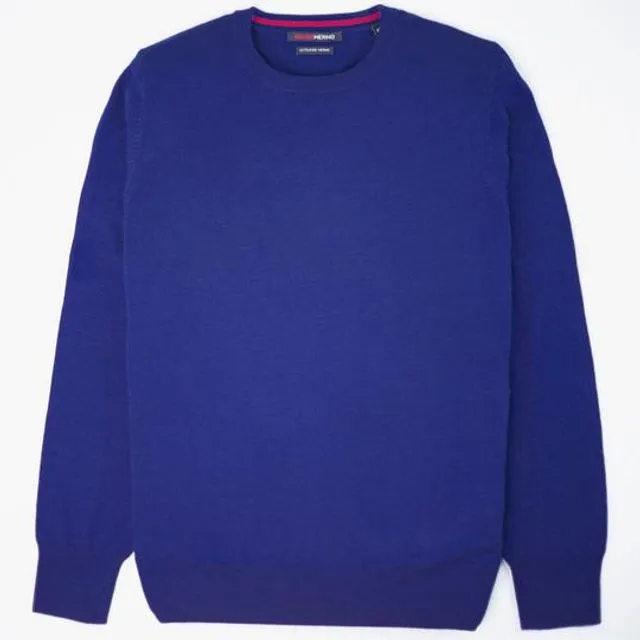 Merino Wool Classic Crew Neck Sweater Prussian Blue