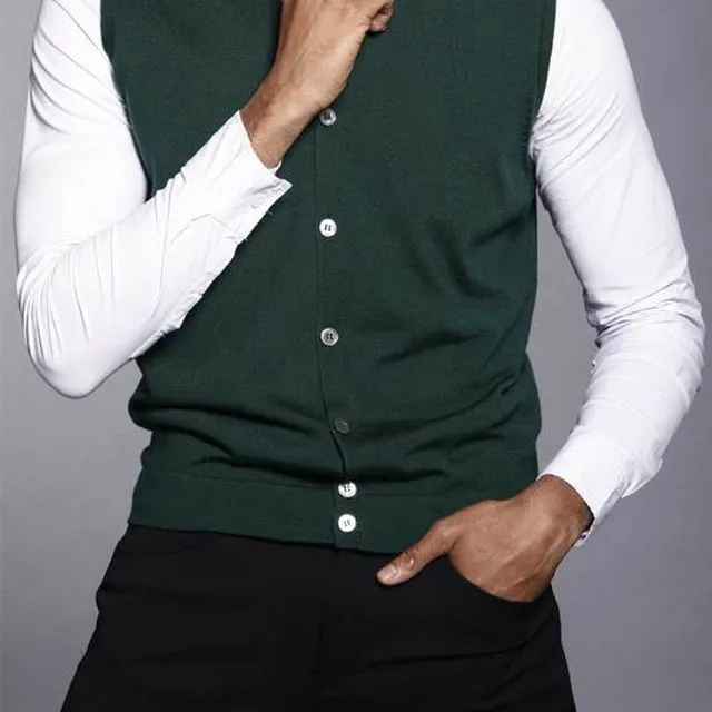 Merino Wool Cardigan Vest Green Gables