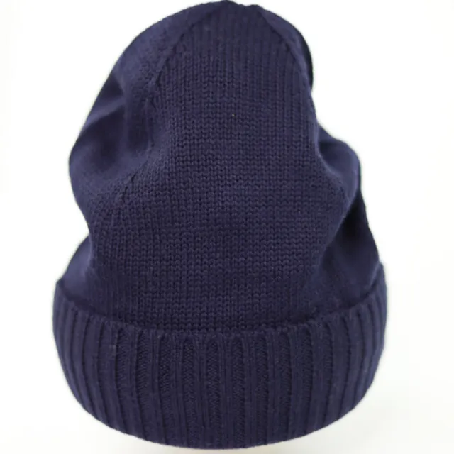 Merino Wool Classic Knit Beanie Hat Navy