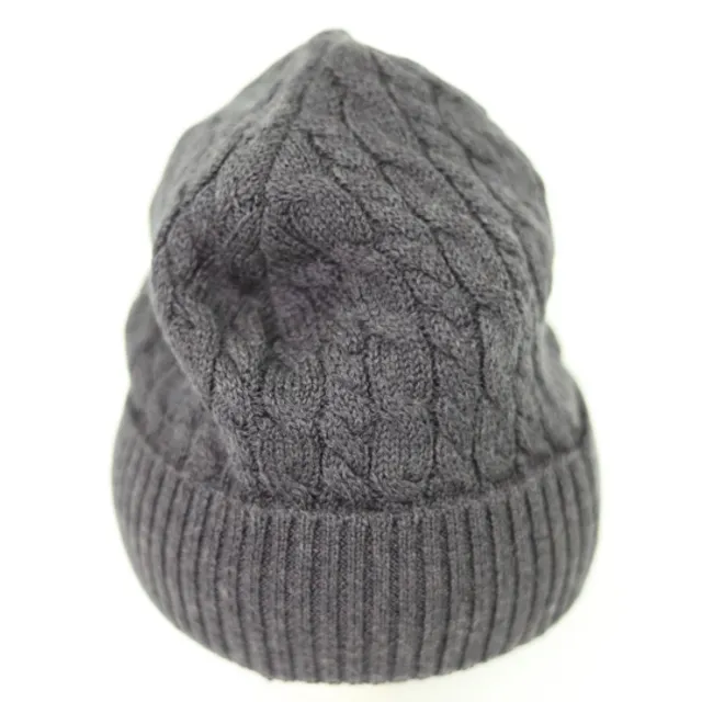 Merino Wool Cable Knit Beanie Hat Anthra