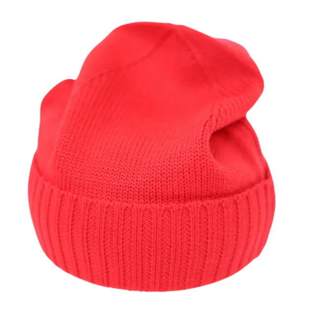 Merino Wool Classic Knit Beanie Hat Red