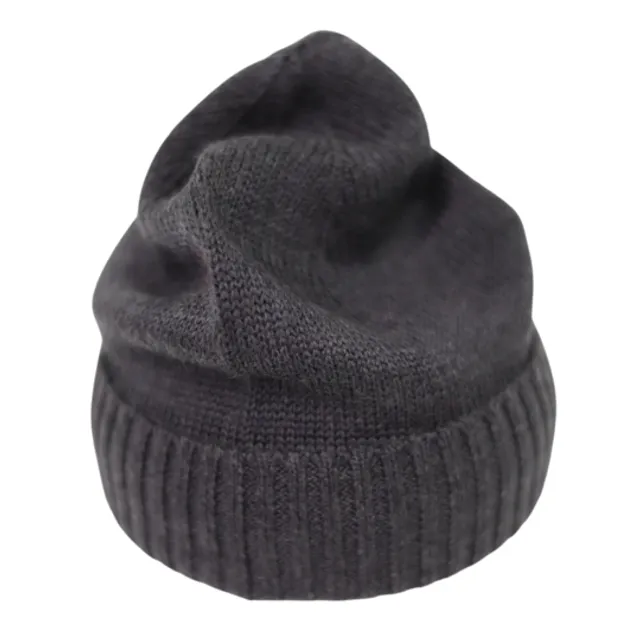 Merino Wool Classic Knit Beanie Hat Anthra