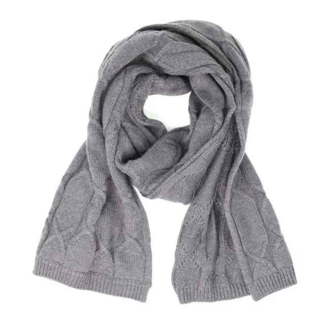 Merino Wool Cable Knit Scarf Anthra