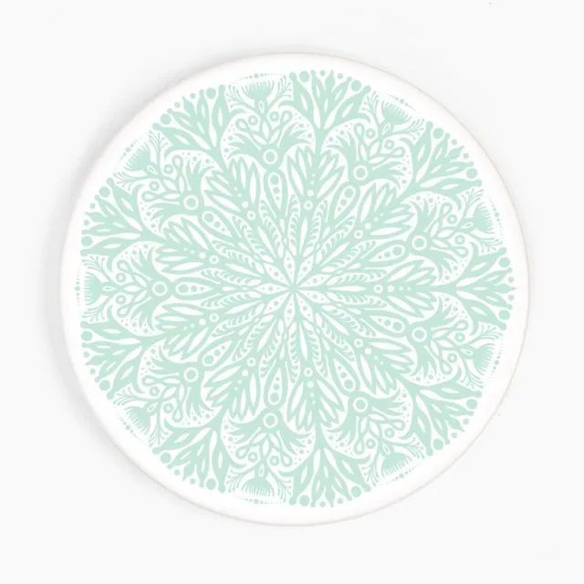 Snowflake Green - Ceramic Coaster