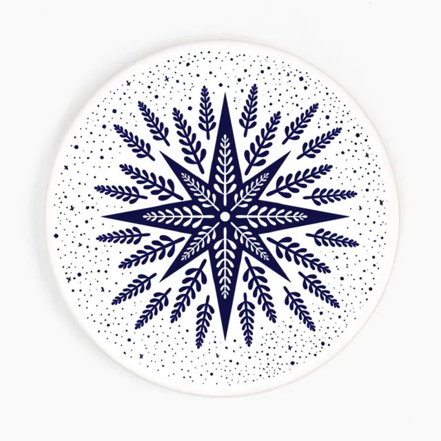 Folk Star Christmas Ceramic Coaster