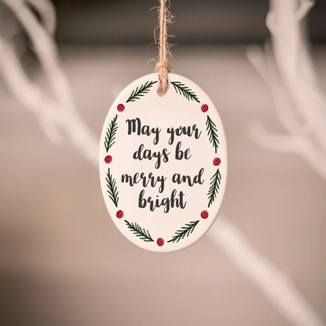 Merry & Bright - Ceramic Hanging Decoration
