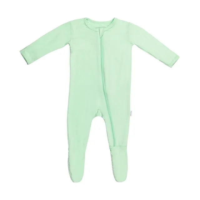 Meadow Green Bamboo Zipper Baby Footie Pajama 0-3M