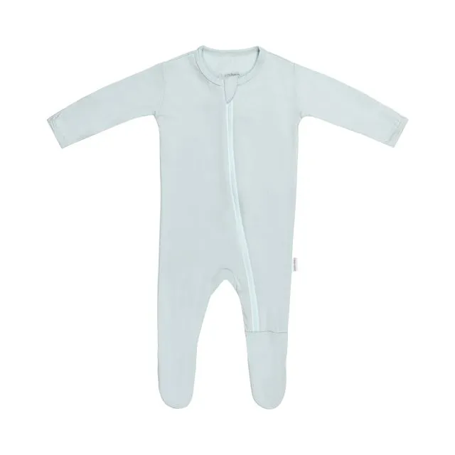 Misty Blue Bamboo Zipper Baby Footie Pajama 0-3M