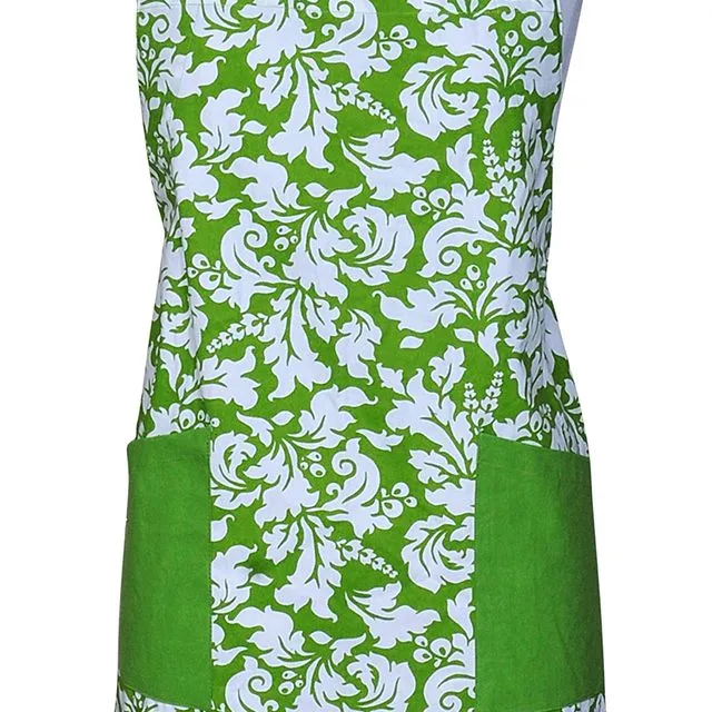 Yourtablecloth Kitchen Apron for Women and Men 100% Cotton, Adjustable Size, 2 Side Pockets-Preferred Choice for Chef Aprons & Ideal for Home Chefs too-be it Baking, Cooking, Barbecuing- Apple Green