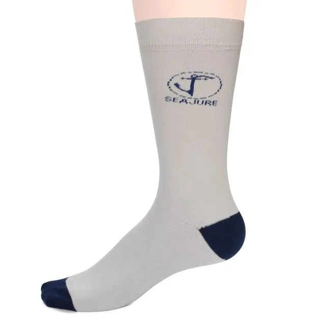 Seajure Cotton Socks with Comfort Cuff Cream and Navy Blue Unisex, for men and women