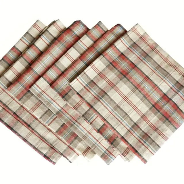 Yourtablecloth Cotton Checkered Napkins 20 x 20 set of 6 (Cabin Plaid)