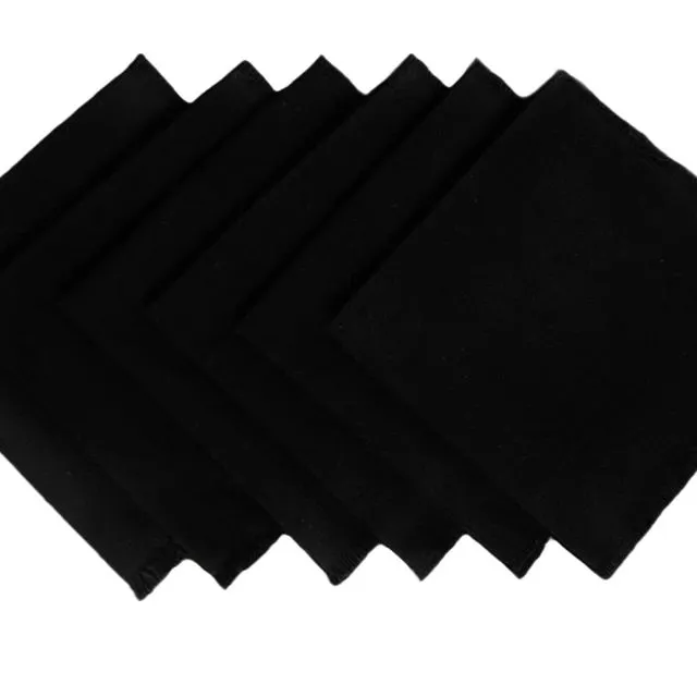 Yourtablecloth Cotton Fringe Napkins set of 6 (Black, 20 x 20)
