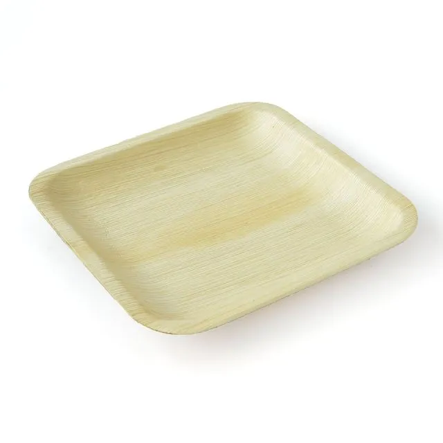 Palm Leaf Bamboo Like Square Plates 8" - Pack of 25 plates