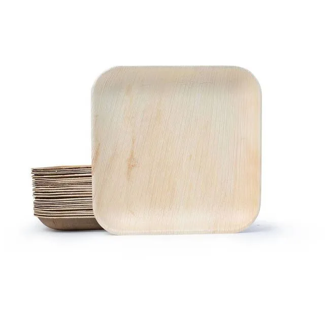 Palm Leaf Bamboo Like Square Plates 10" - Pack of 25 Plates