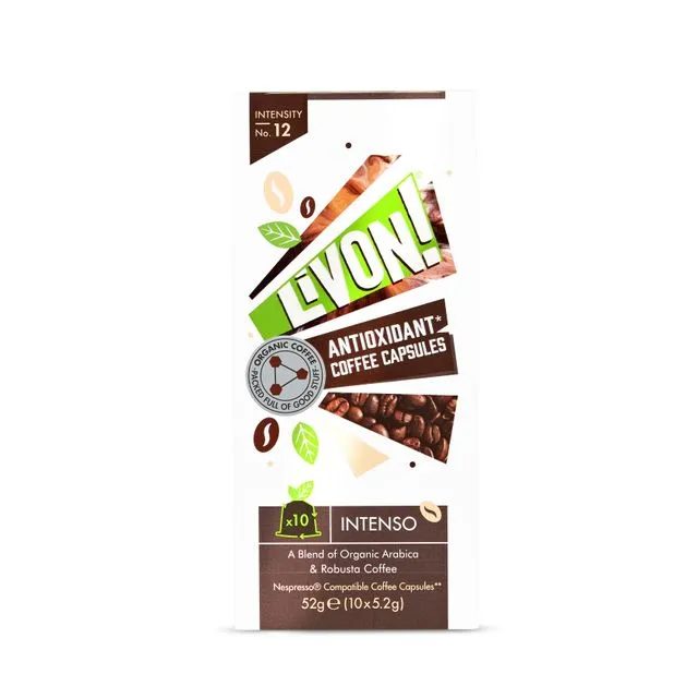 LivOn! Antioxidant Coffee Capsules - Intenso (5.2g x 10 Nespresso Pods) Case of 10