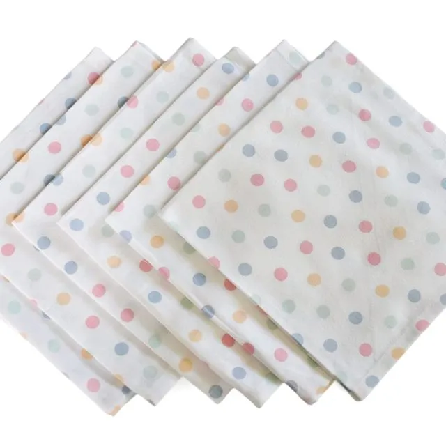 Yourtablecloth 100% Cotton Cloth Dinner Table Napkins -Soft & Vibrant Napkins 20 x 20 set of 6 (Spring Dot)