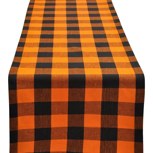 Yourtablecloth Buffalo Plaid Checkered Table Runner Trendy & Modern Plaid Design 100% Cotton Tablerunner Available in Multiple Colors Elegant Décor For Indoor&Outdoor Events 14 x 108 Orange and Black