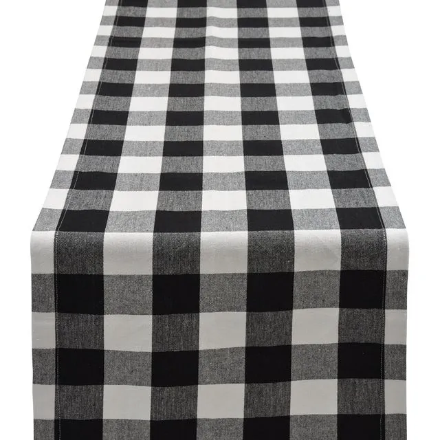 Yourtablecloth Buffalo Plaid Checkered Table Runner Trendy & Modern Plaid Design 100% Cotton Tablerunner Available in Multiple Colors Elegant Décor For Indoor&Outdoor Events 14 x 72 Black and White