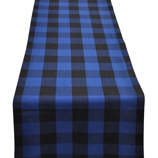Yourtablecloth Buffalo Plaid Checkered Table Runner Trendy & Modern Plaid Design 100% Cotton Tablerunner Available in Multiple Colors Elegant Décor For Indoor&Outdoor Events 14 x 72 Blue and Black