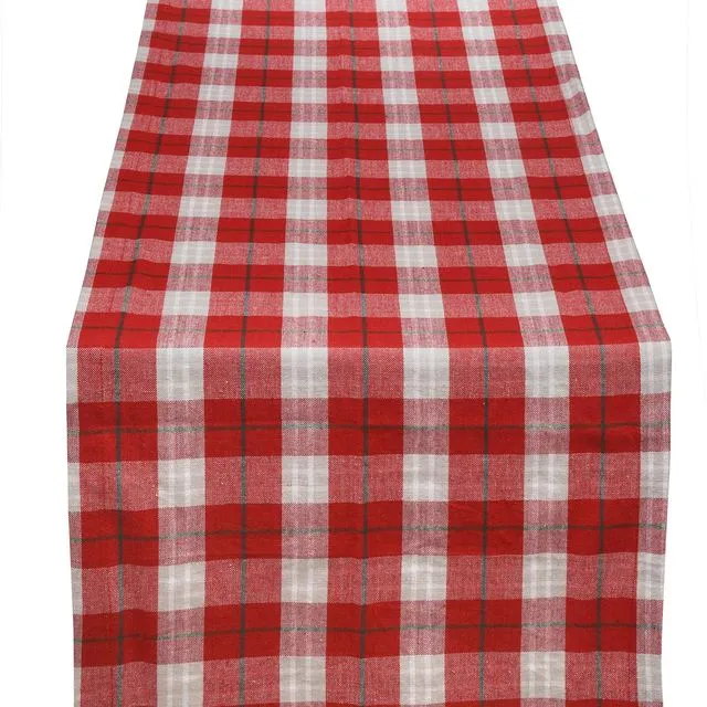Yourtablecloth Cotton Checkered Runner (Red Christmas Plaid, 14 x 72)