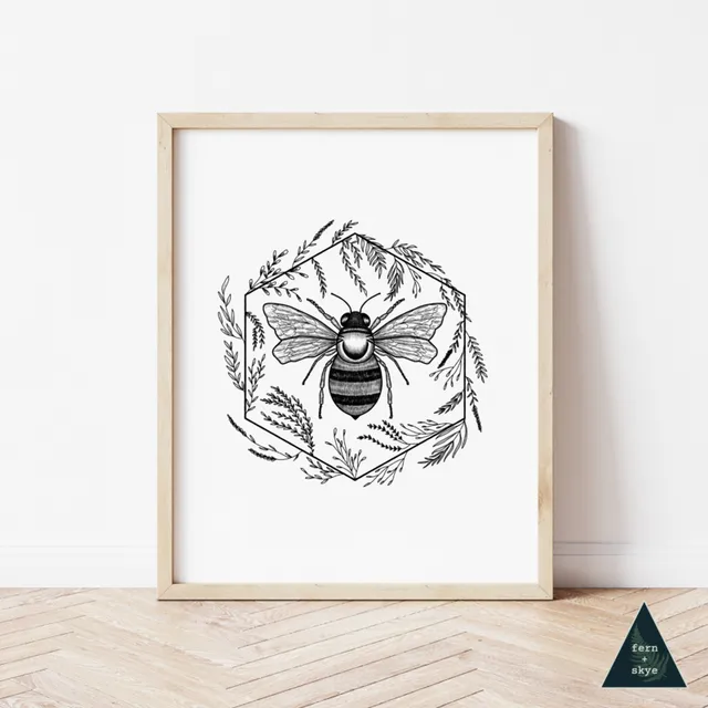 Botanical Bee Art Print