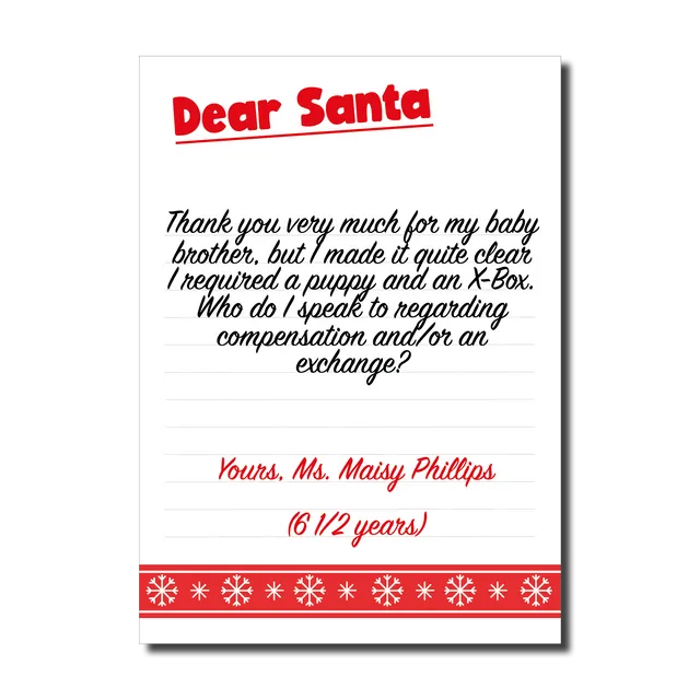 Maisy's letter to Santa - Greeting Card