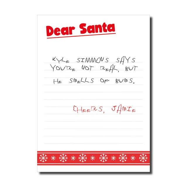Jamie's letter to Santa - Greeting Card