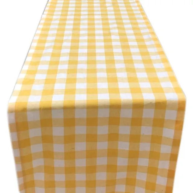 Yourtablecloth Buffalo Plaid Checkered Table Runner Trendy & Modern Plaid Design 100% Cotton Tablerunner Available in Multiple Colors Elegant Décor For Indoor&Outdoor Events 14 x 72 Yellow and White